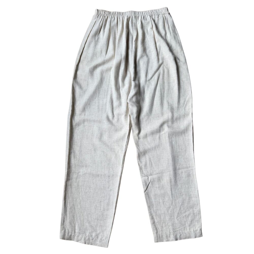 Cream Rayon/Flax Balloon High Rise Light Weight VTG Pull‎ On Pants Fits Size M